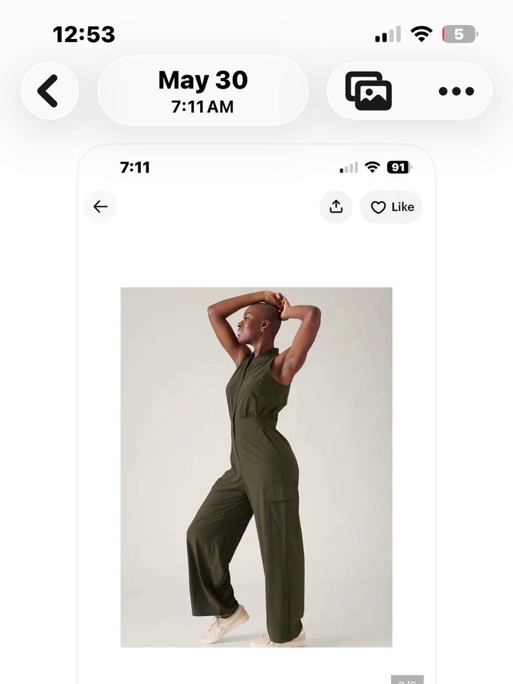 Athleta Olive Green Utility Jumpsuit 14 Tall